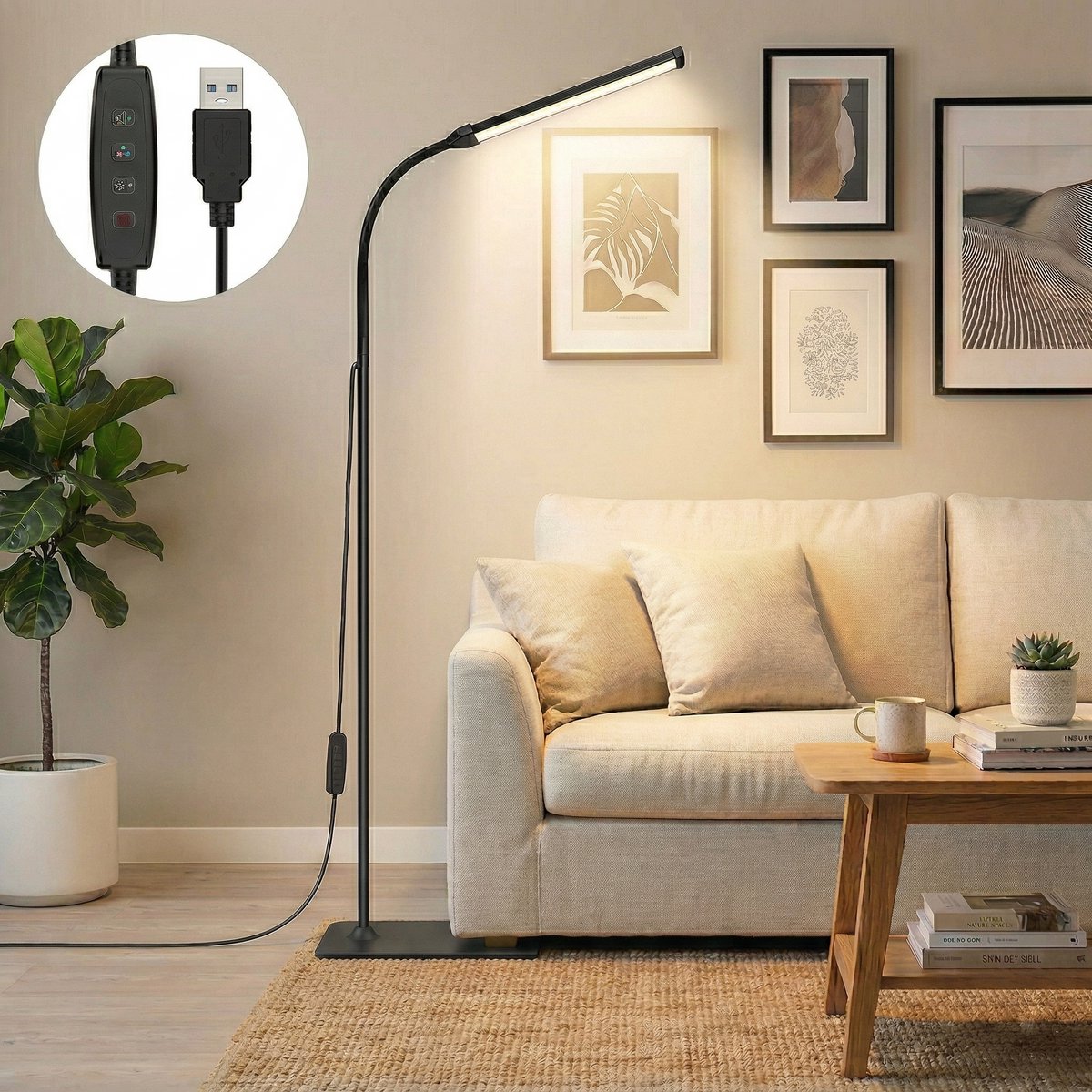MUPOO LED Vloerlamp Dimbaar Zwart- Hoogte Verstelbaar - Flexibele Staande Lamp met Wimpers & Make-up - Leeslamp Staand voor Woonkamer Nachtkastje &Hoek