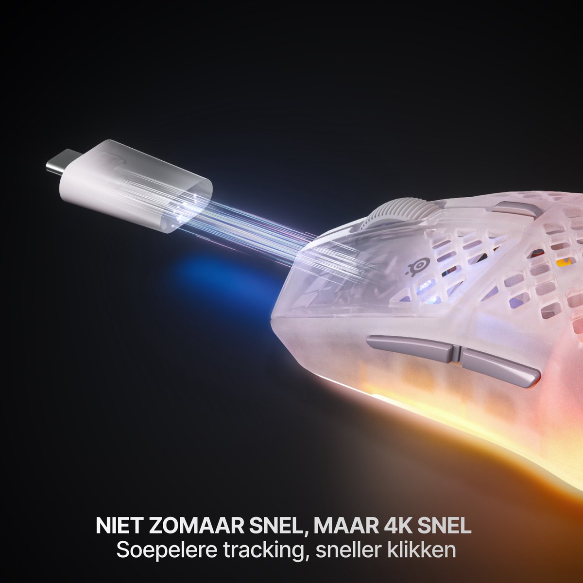 SteelSeries Aerox 3 Wireless Gen 2 - Draadloze Gaming Muis - 4000 Hz Polling Rate - Ghost/Wit thumbnail 3