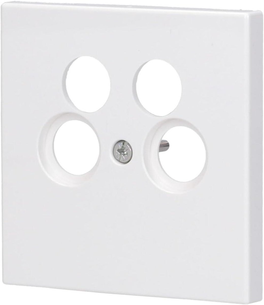 Afdekking Stopcontact - Wandplaat SAT TV - TV Aansluiting - 4-Gaats Ancaro - 7x7 cm - Alpinewit
