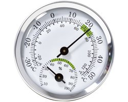 Geïntegreerde thermometer en hygrometer — hygrometer planten - hygrometer binnen - Analoge luchtvochtigheidsmeter — Batterijloze thermometer voor binnen en buiten — Geschikt voor huis, tuin en auto