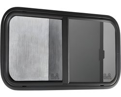 RV Schuifraam Vervanging - 63cm - Camper Raam met Netscherm & Getint Glas - Aluminium Zwart