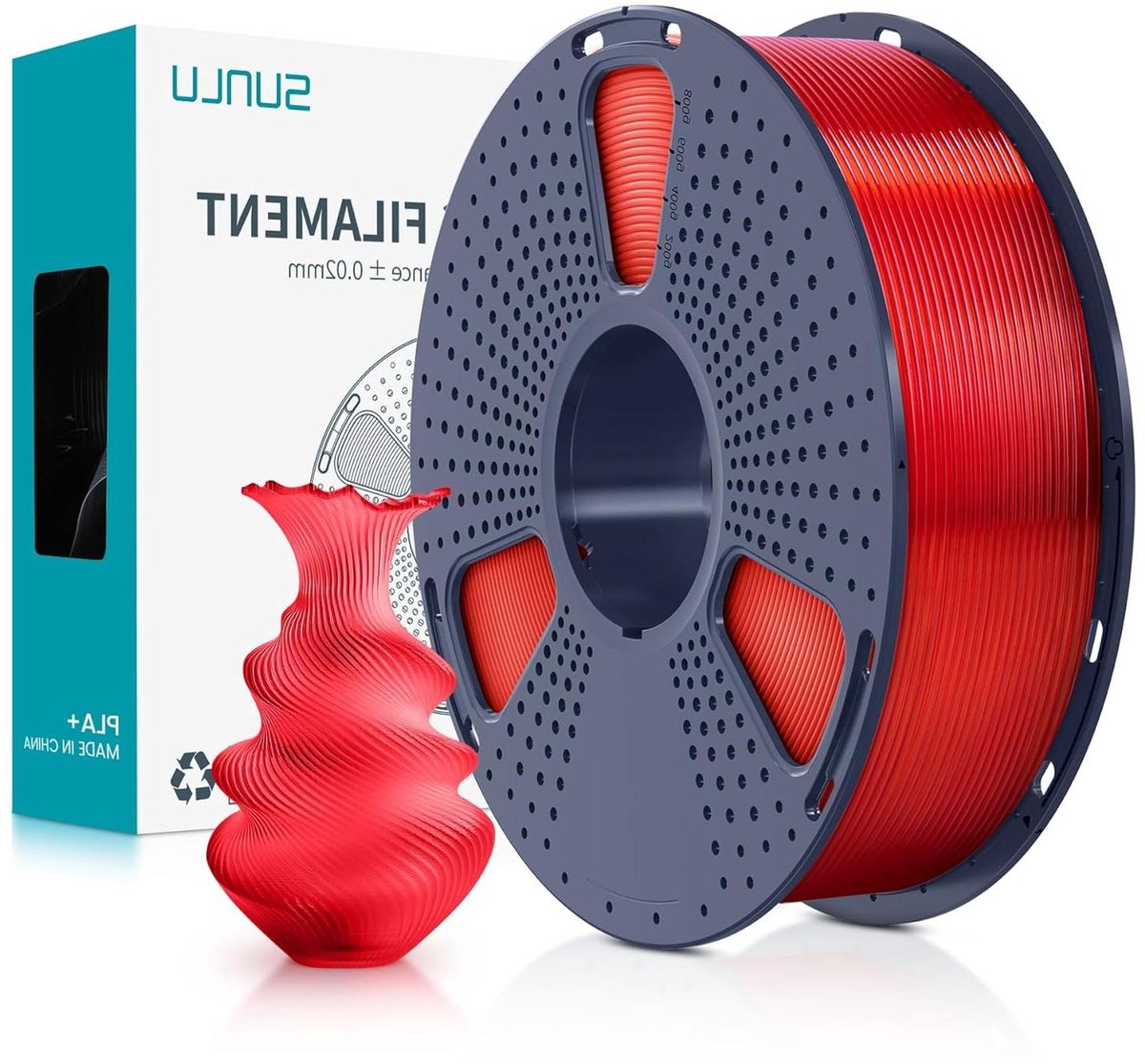 PLA+ Filament - PLA Plus Draad - 3D Printen - Hoge Taaiheid Nauwkeurig - 1.75 mm 1 kg - Transparant Rood