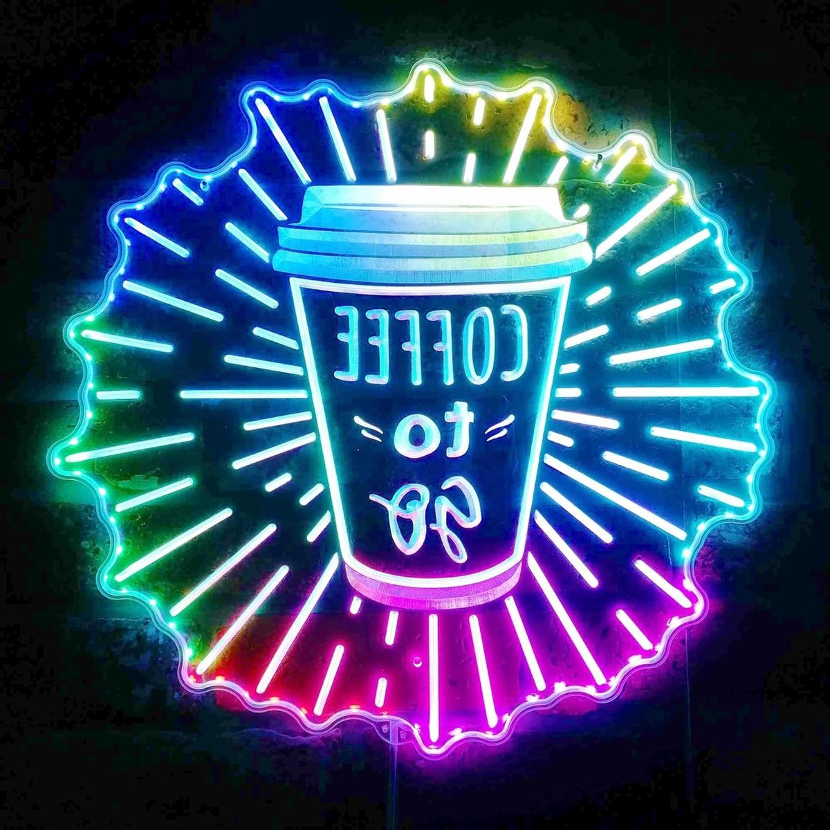 LED Lichtbord Koffie - Neonlamp Decoratie - Wanddecoratie - Dynamische Kleuren - 40x38.7cm