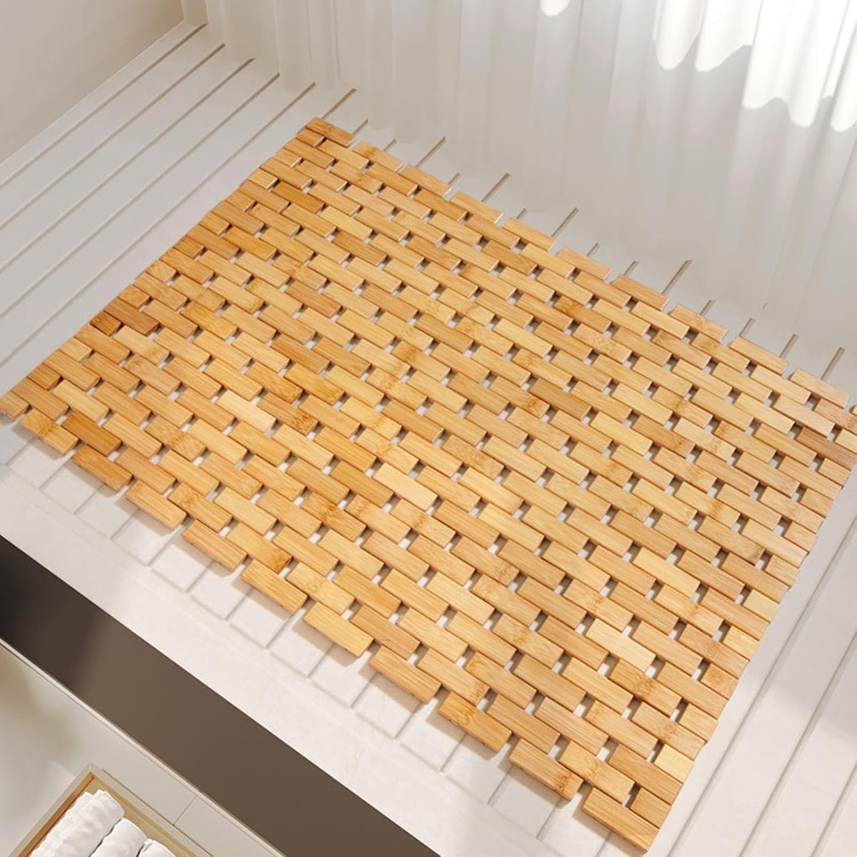 Bamboe Badmat - Houten Douchemat - Veilig Douchen - Anti-slip Onderkant - 40x60 cm - Natuurlijk — cadeau in Wonen & Interieur - foto 2