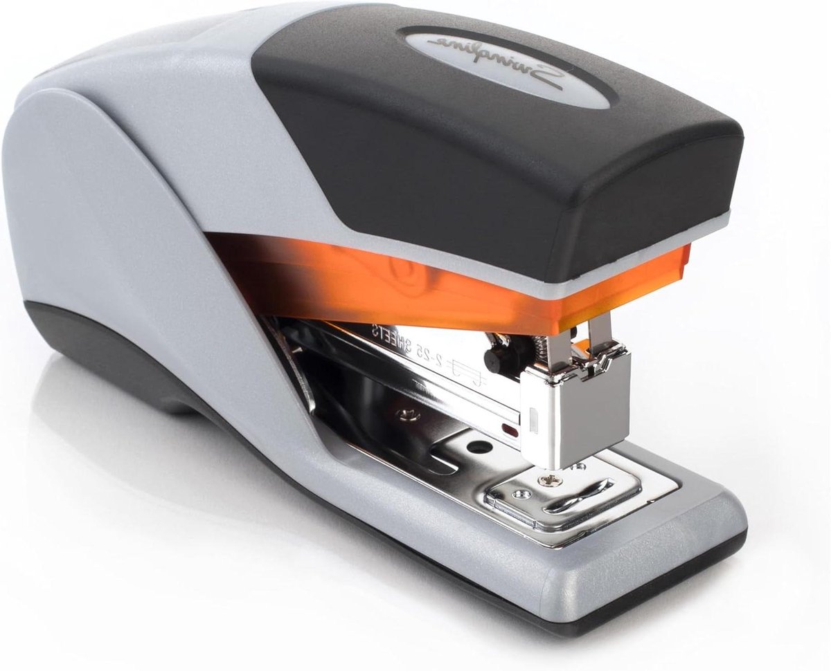 Compacte Nietmachine - Bureau Nietapparaat - Papier Verwerken - Minder Kracht Nodig - Half Strip - Oranje Grijs