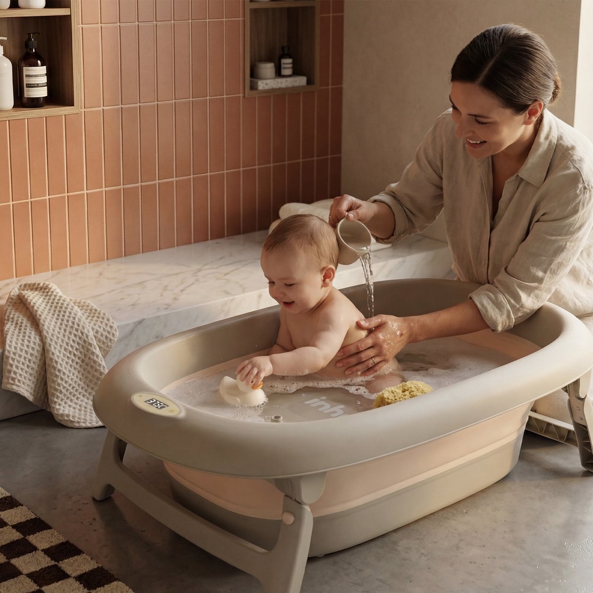 Mooiys Opvouwbaar Babybad met Thermometer - Babybadset met Standaard — cadeau in Wonen & Interieur - foto 5
