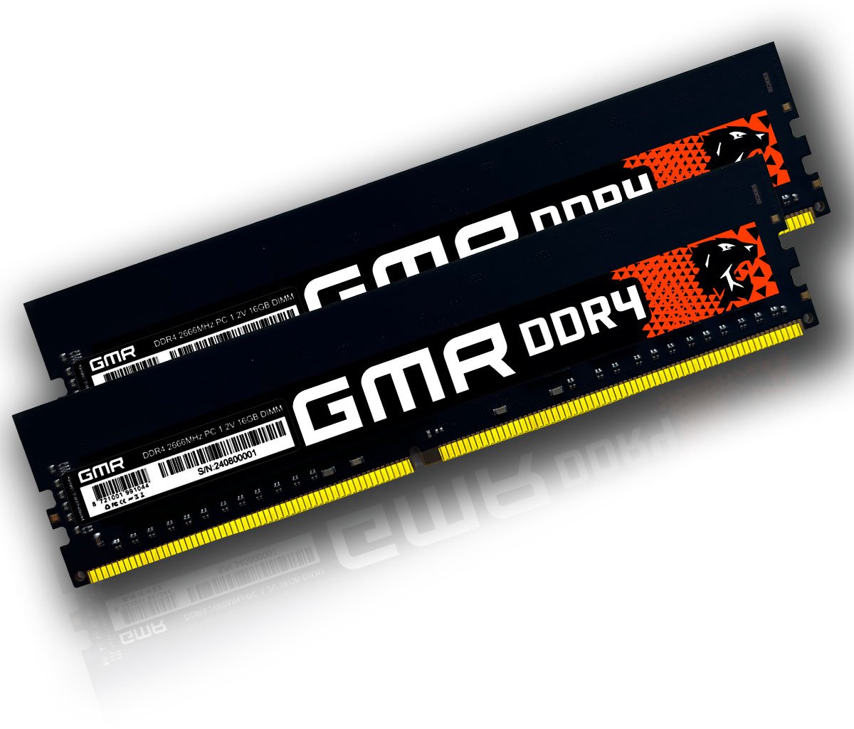 GMR High Performance - DDR4 - 32GB (2 x 16GB) Computergeheugen - Ultrasnel 2666MHz - Compatibiliteit met alle merken - Desktop RAM-geheugenupgrade - High Quality Golden Design!