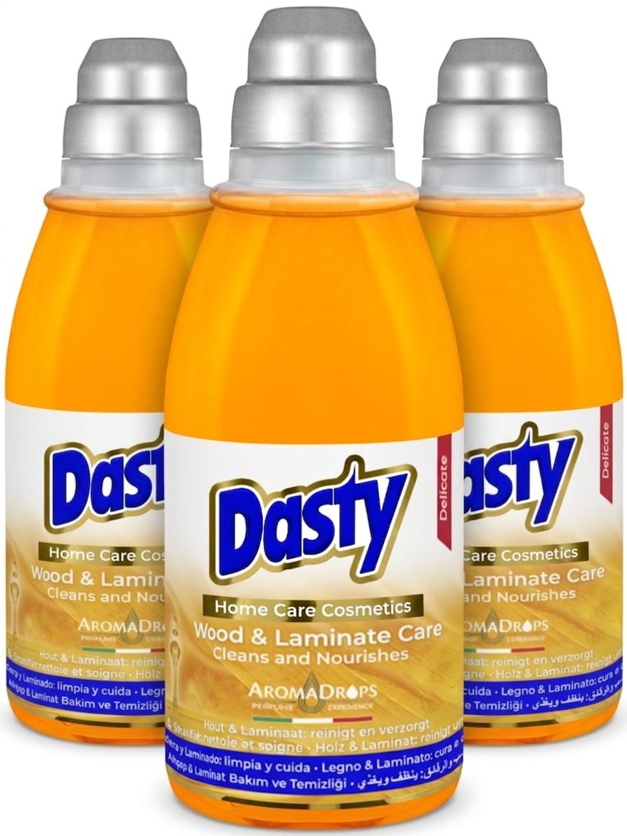 Dasty laminaat reiniger.Vloerreiniger & Conditioner – Reinigt, Voedt & Beschermt – Streeploze Glans – 3x 1 Liter Voordeelverpakking