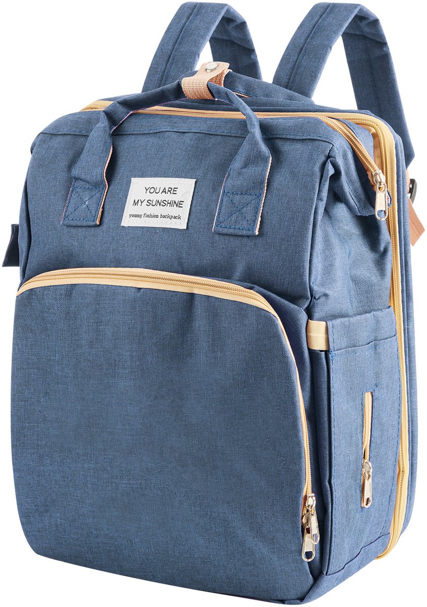 Babyverkleedrugzak – Stijlvolle Multifunctionele Luiertas met Verschoonmat – Grote Draagbare Baby Rugzak – Softshell – Voor Reizen – Blauw
