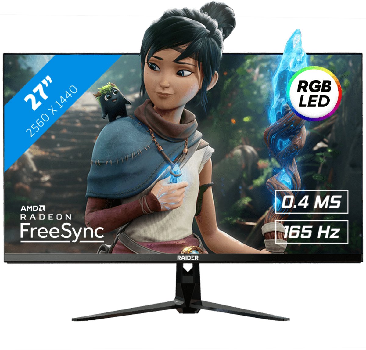 RAIDER QHD Utra Gaming monitor - IPS - 165Hz - RGB Verlichting - 27 Inch