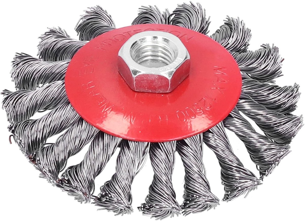 Knotted Twist Steel Brush Wheel 4" - RVS Roest en Verf Verwijder Tool 12500RPM