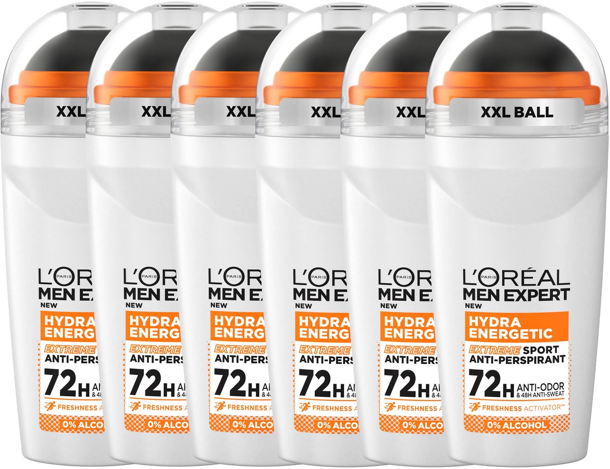 L'Oréal Paris Men Expert Extreme Sport Deodorant Roller - 72U anti-geur - Verrijkt met Freshness Activator - 50ml x6