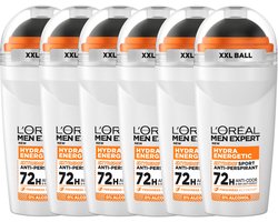 L'Oréal Paris Men Expert Extreme Sport Deodorant Roller - 72U anti-geur - Verrijkt met Freshness Activator - 50ml x6