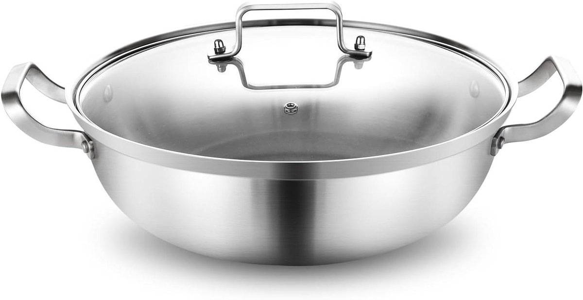Diepe Bakpan - Alles Pan - Dagelijks Koken - Tri-Ply Constructie - 6.6 Liter - Zilver