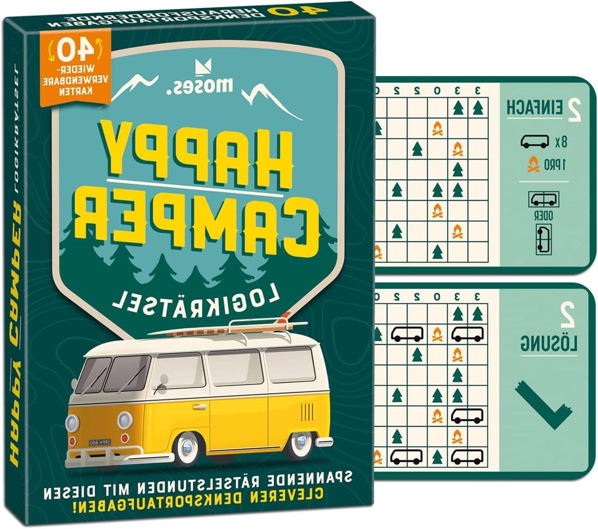 Logische Puzzel - Denksport Spel - Kamper Plaatsen - Herbruikbare Kaarten - 40 Kaarten - Geel