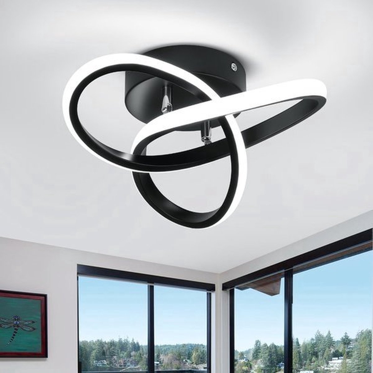 Moderne LED Plafondlamp - 22W 2500LM 6000K Diameter 25 Cm Gebogen Design - Half Inbouw Plafondverlichting voor Slaapkamer & Badkamer - Energiezuinige Keukenlamp