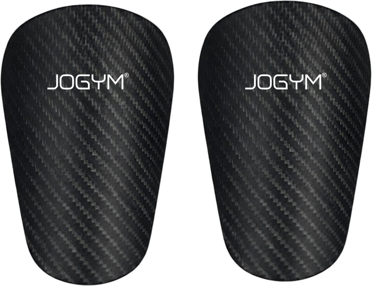 JOGYM® - Mini Scheenbeschermers Voetbal - Scheenlappen - Ingebouwde Scheenbeschermer - Voetbal Accesoires - Kinderen en Volwassenen - Voetbal Spullen - Mini Shin Pads - 8x5 cm - Carbon Look - 1 Paar
