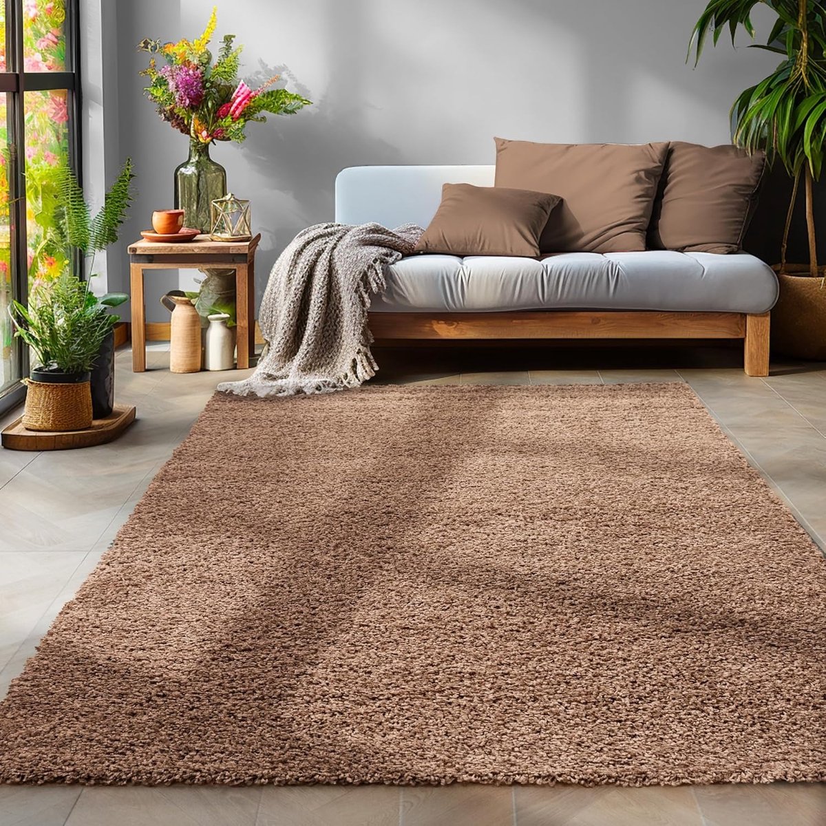 Basic Shaggy vloerkleed Caramel Hoogpolig- 300x400 CM