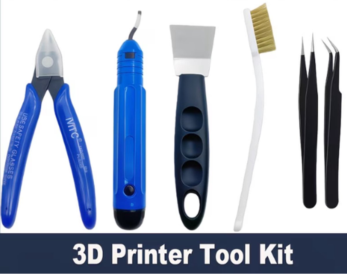 6-delige 3D-printer Gereedschap Set – Tang - Ontbraamset - Borstel - Pincet - Schraper - Onmisbaar voor Elke Maker