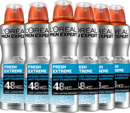 L’Oréal Paris Men Expert Fresh Extreme 48H Deodorant Spray - 6 x 150 ml - Voordeelverpakking