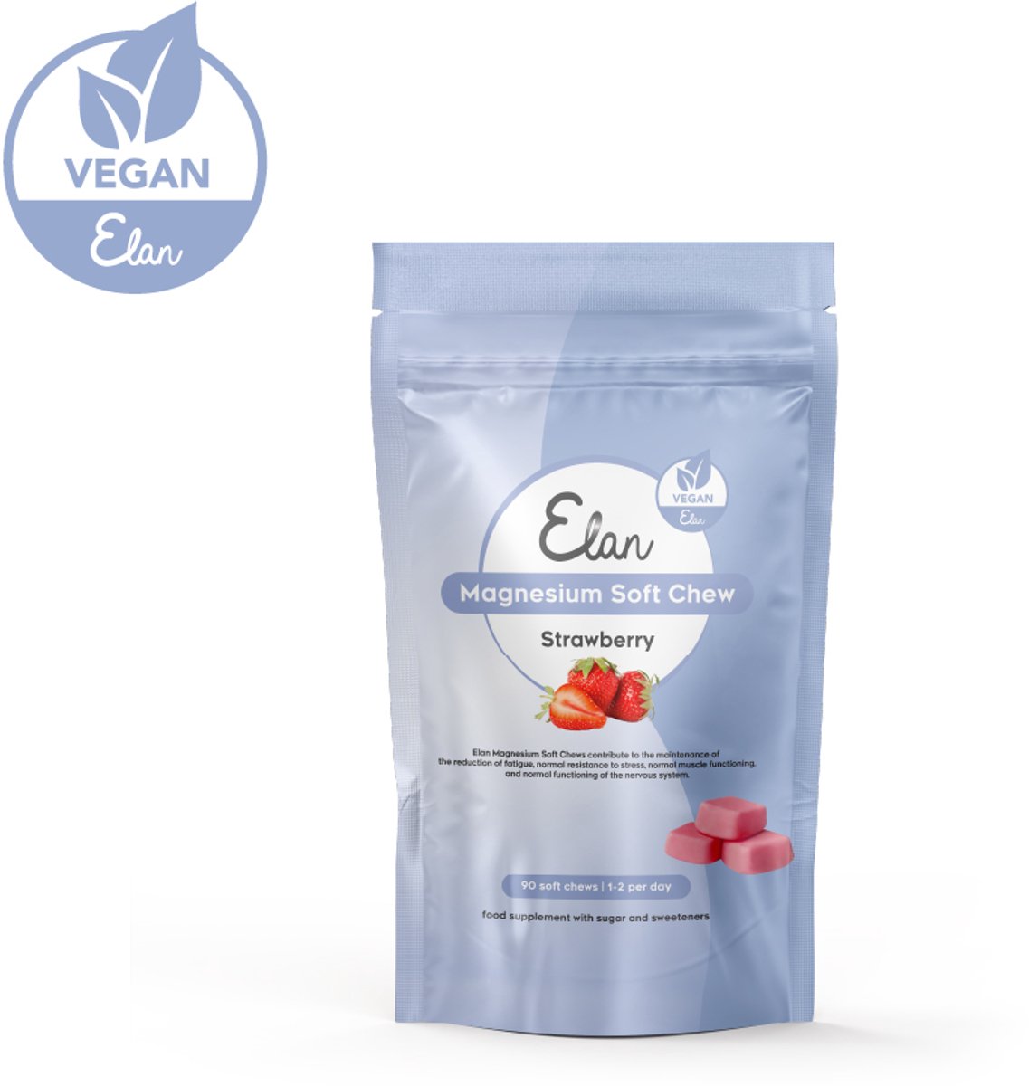 Elan Magnesium Soft Chew (vegan) - Voor vermoeidheid, tegen stress en voor spieren - voedingssupplement 90 soft chews