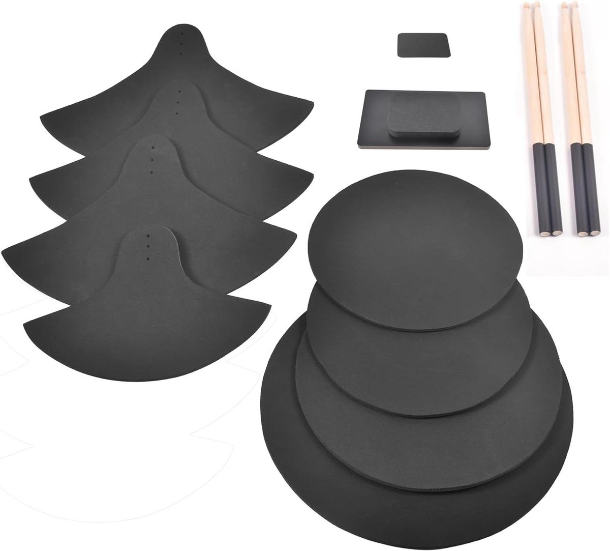 Drumdempers set - Oefenpads kit - Stil drummen - 80% volume reductie - 10-16 inch drums - Zwart