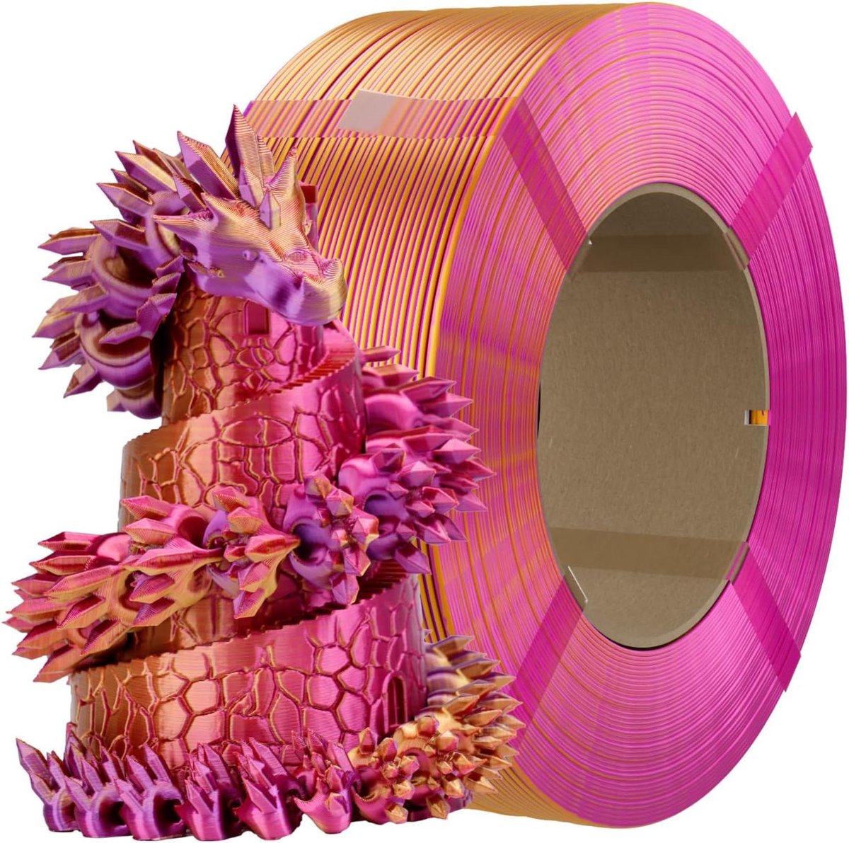 3D Printer Filament - Zijdeglans PLA - Duurzaam Printen - Spoelloos Refill - 175 mm 1kg - Rood Goud Paars