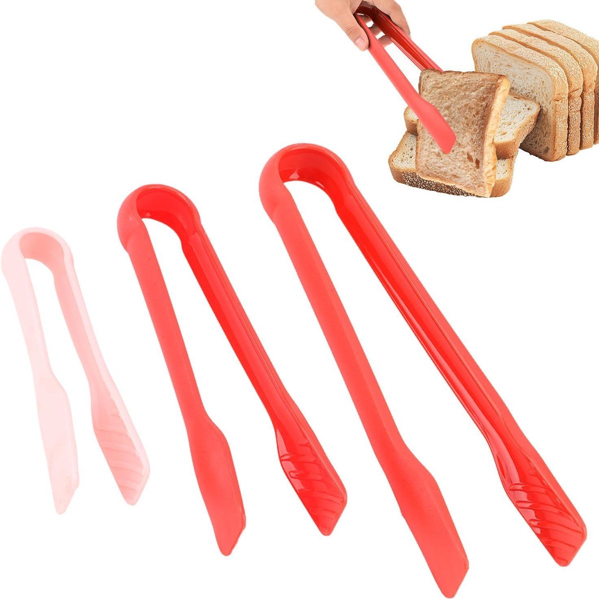 Serveer Tangen - Voedsel Klemmen - Keuken Gebruik - Set van 3 - 25 cm - Rood
