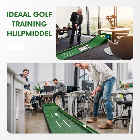 Golf Putting Mat met Automatische Balretour – Professionele Golf Oefenmat voor Thuis & Kantoor – Incl. Trainingslijnen & Ball Return Systeem van GOLF — afbeelding 4