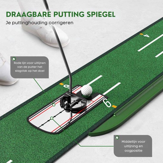 Golf Putting Mat met Automatische Balretour – Professionele Golf Oefenmat voor Thuis & Kantoor – Incl. Trainingslijnen & Ball Return Systeem van GOLF — afbeelding 5