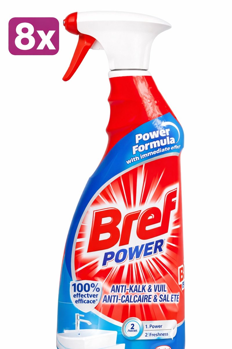 8 x Bref Power Spray Kalk & Vuil 750ml