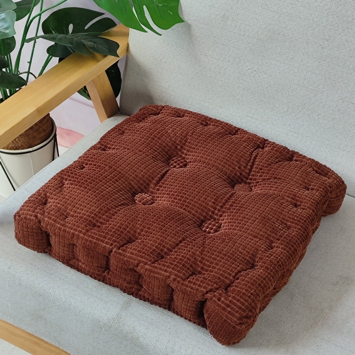 Zitkussen (38 x 38 x 8 cm) – Vloerkussen – Tatamikussen – Corduroy Stoelkussen – Extra dik ontwerp (8 cm) – Geschikt voor tuinstoelen, keukens of eetkamers – Voor binnen en buiten