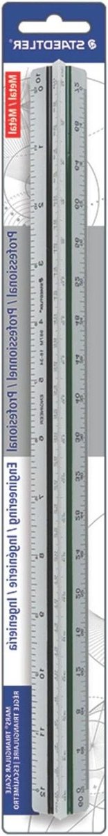 Driehoekige Schaal - Meetliniaal Ingenieur - Architectuur Tekenen - Massief Aluminium - 30.5 Cm - Blauw