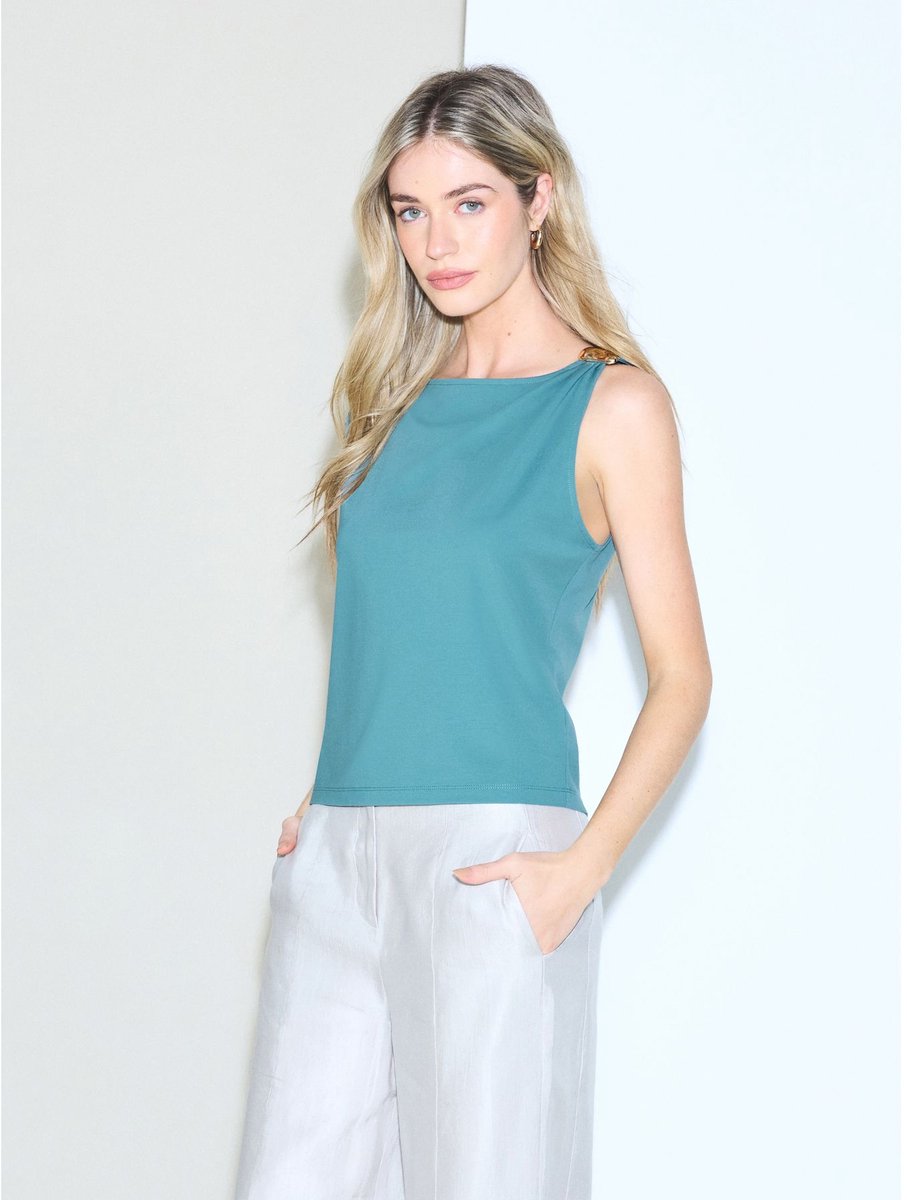 Next - Dames - Mouwloze, gedrapeerde top met hardware - Blauw
