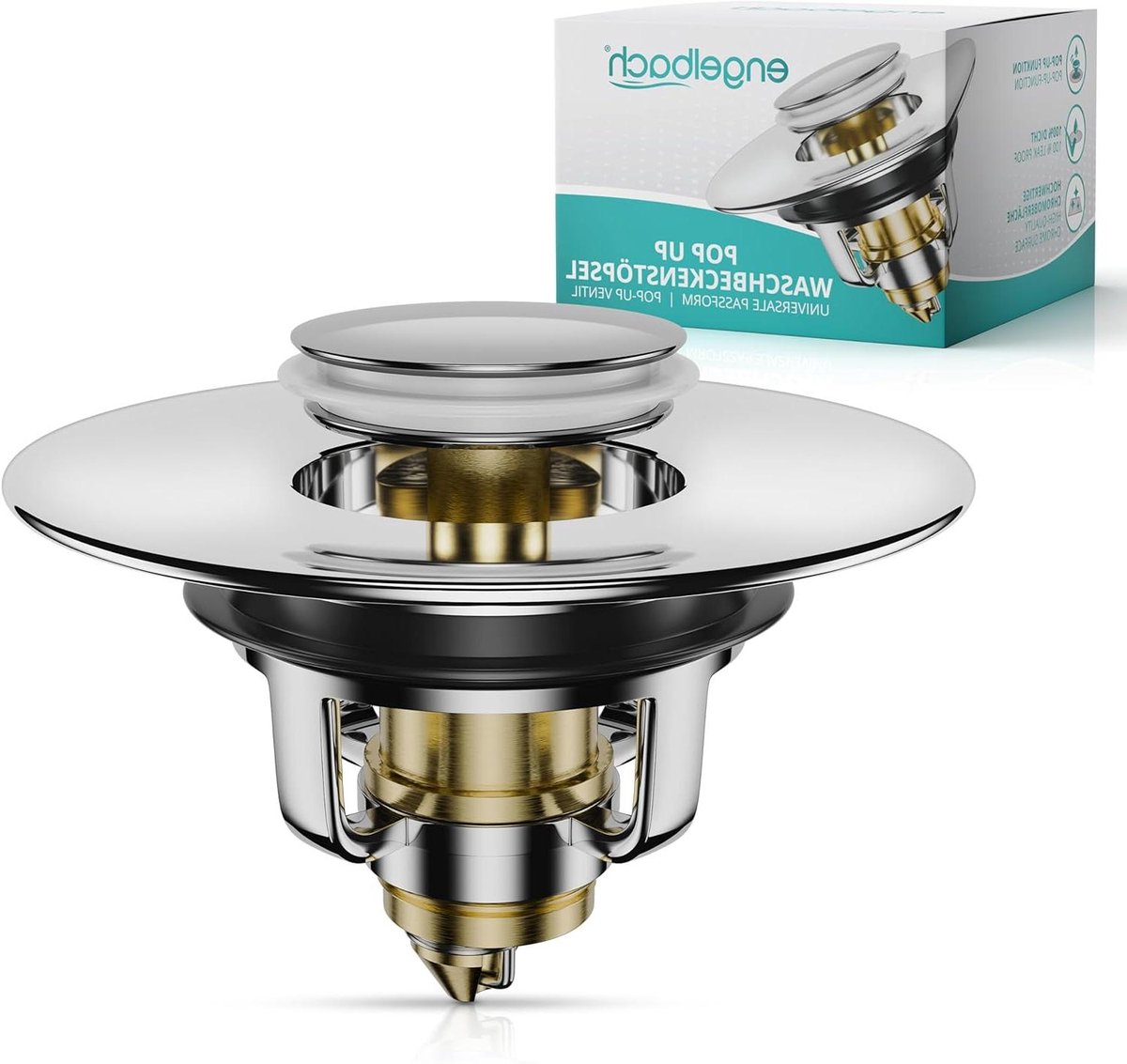 Wastafelstop Universeel - Afvoerstop Bidet - Hygiënisch Afvoeren - Geïntegreerde Haarzeef - 40 mm - Chroom