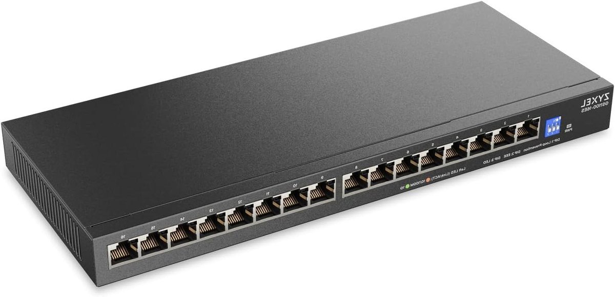 Netwerk Switch - Gigabit Ethernet - Snelle Dataoverdracht - 16 Poorten Ventilatorloos - Slank Ontwerp