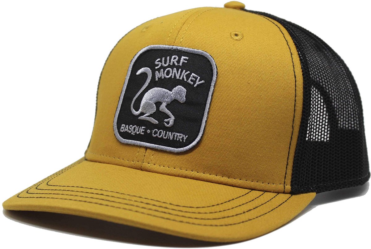 Surf Monkey - Trucker Cap - 6 Panel - One Size - Snapback - Zwarte mosterd