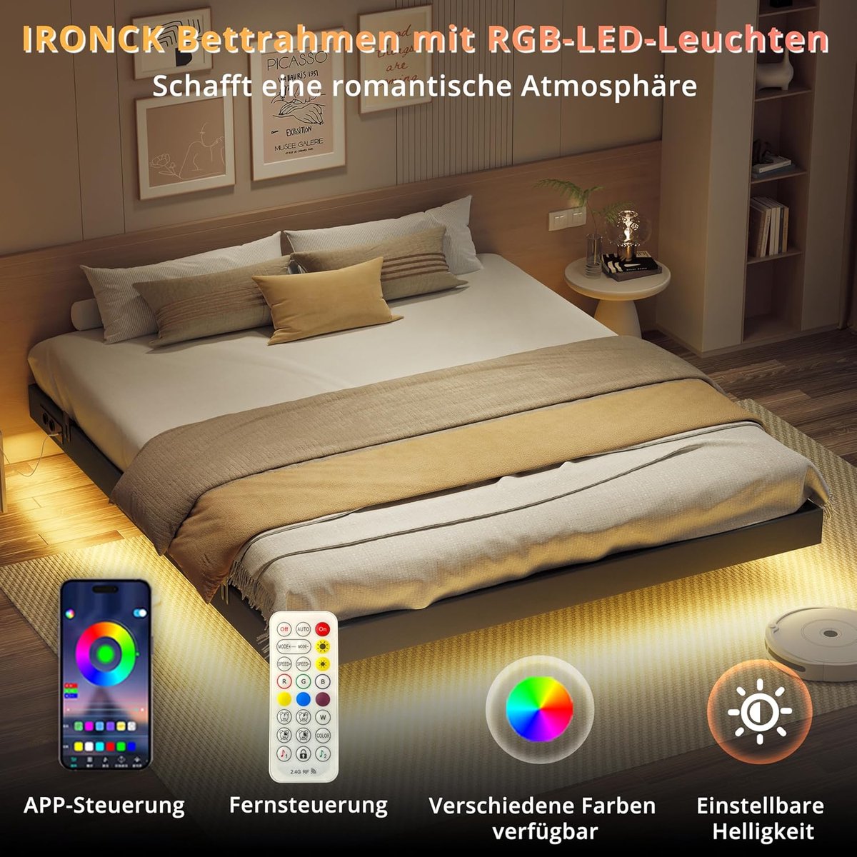 LunaFloat Pro Zweefbed 180x200 cm - Grijs - 180x200 cm - Arqam