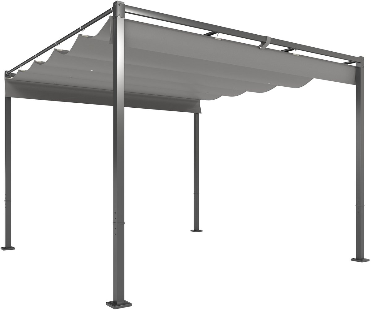 Pergola - Prieel - 3 x 3 - Paviljoen - Terras - Weerbestendig - Metalen Frame - Met zonwering - Grijs