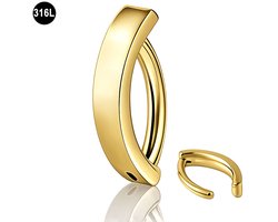 Top 10 Piercings 2026: Clicker navelpiercing - Chirurgisch Staal- 1.6mm 10mm - Goud Kleurig