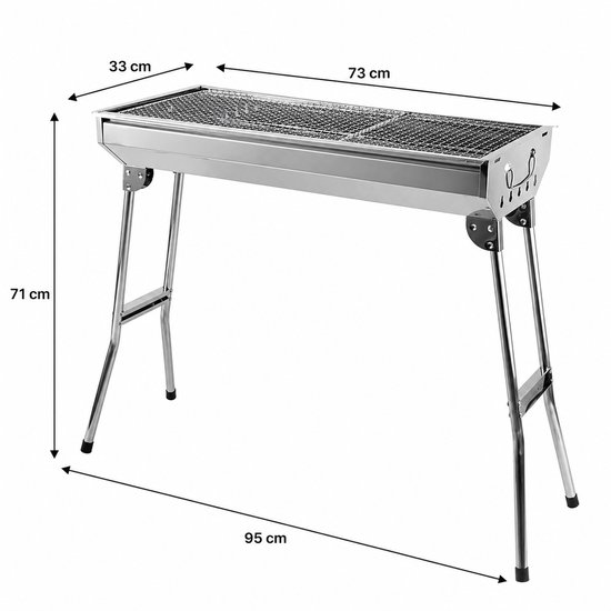 Velmio Barbecue - Opklapbaar - Houtskoolgrill - Camping barbecue - Roestvrijstaal - Opvouwbaar - Zilver/Metaal van Merkloos — afbeelding 2