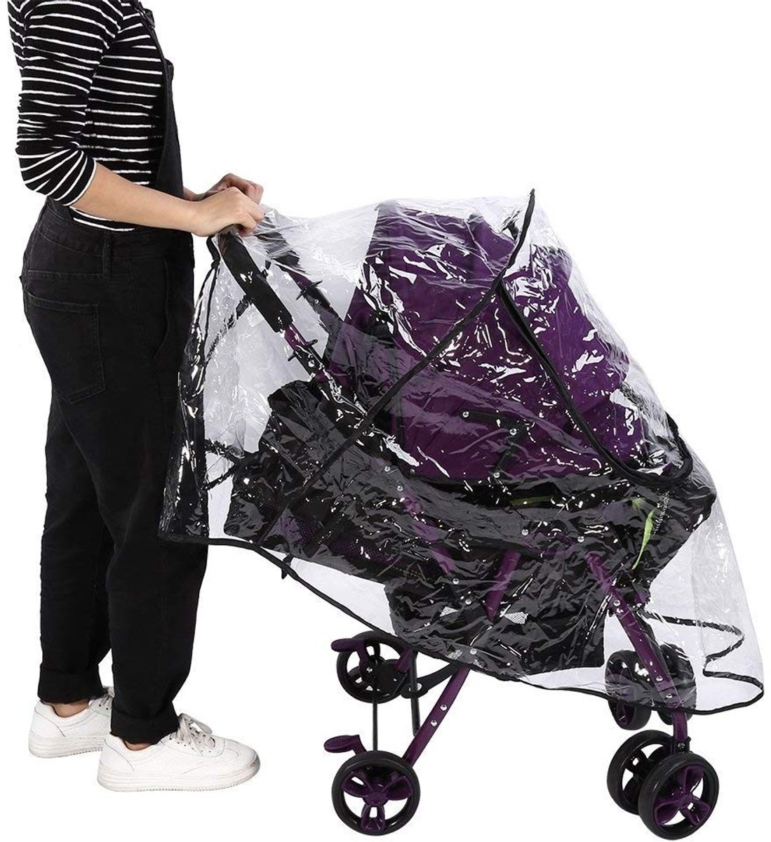 Allecto - Universele regenbescherming - Kinderwagenhoes - Waterdicht en winddicht - PVC afdekking - Accessoire met ritssluiting - Geschikt voor baby