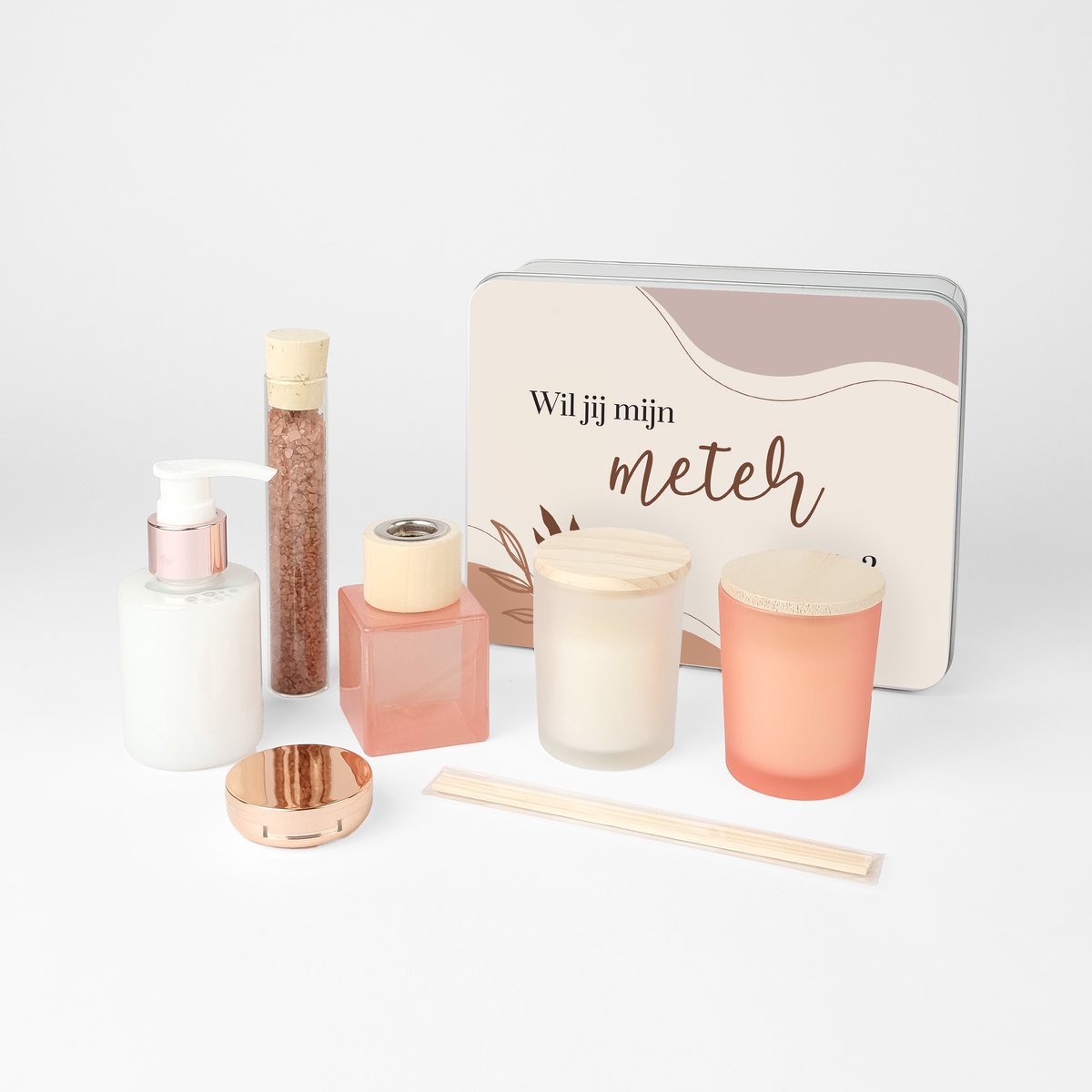 Meter vragen - Wil jij mijn meter zijn - Geschenkset vrouwen - geschenkdoos - Cadeau meter - Abstract boho design