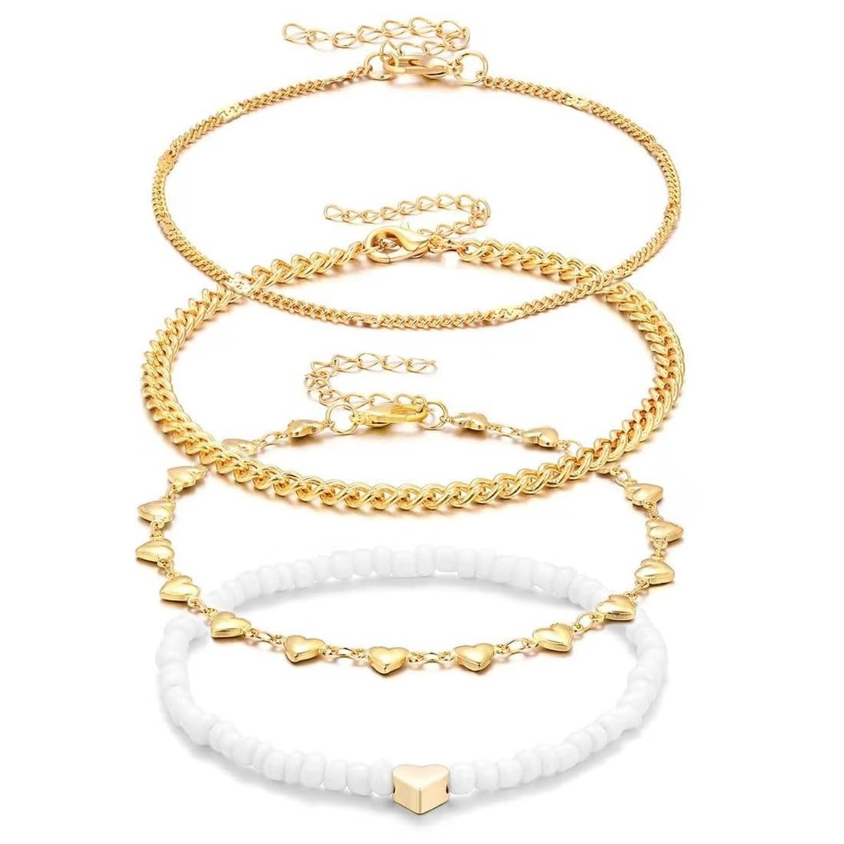 Allecto - Boho Anklet - Hart Enkelbandje - Duurzaam en stijlvol - Goudkleurig - Voetjuwelen - Perfect voor elke gelegenheid - Geschikt voor vrouwen...