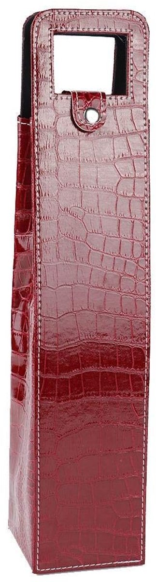 Allecto - PU Portable Reusable Leather Wine Bag - Wijn Geschenk Tas - Modern Design - Rood Krokodil - Champagne en Bier Draagtassen - Ideaal voor C...