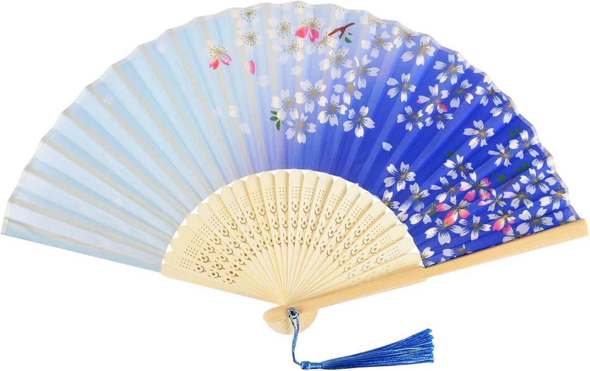 Handwaaier - Spaanse Handwaaier - Verkoeling Waaiers voor Zomerse Themperatuur - Waaier Festival - Chinese Waaier - Festival Waaier - Verkoelend - Handventilator - Tegen Opvliegers - 1 Stuk - Blauw - van Imperatoris