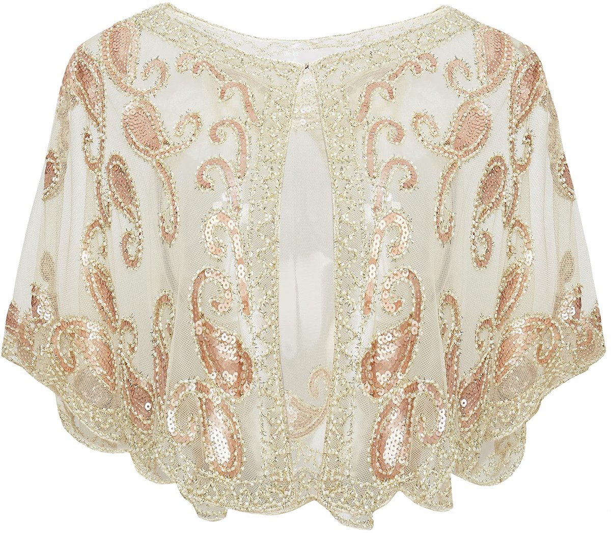 Allecto - 1920s Sequin Shawl - Gatsby stijl - Vintage sjaal - Polyester en kralen - Perfect voor feesten - Unisex- volwassenen