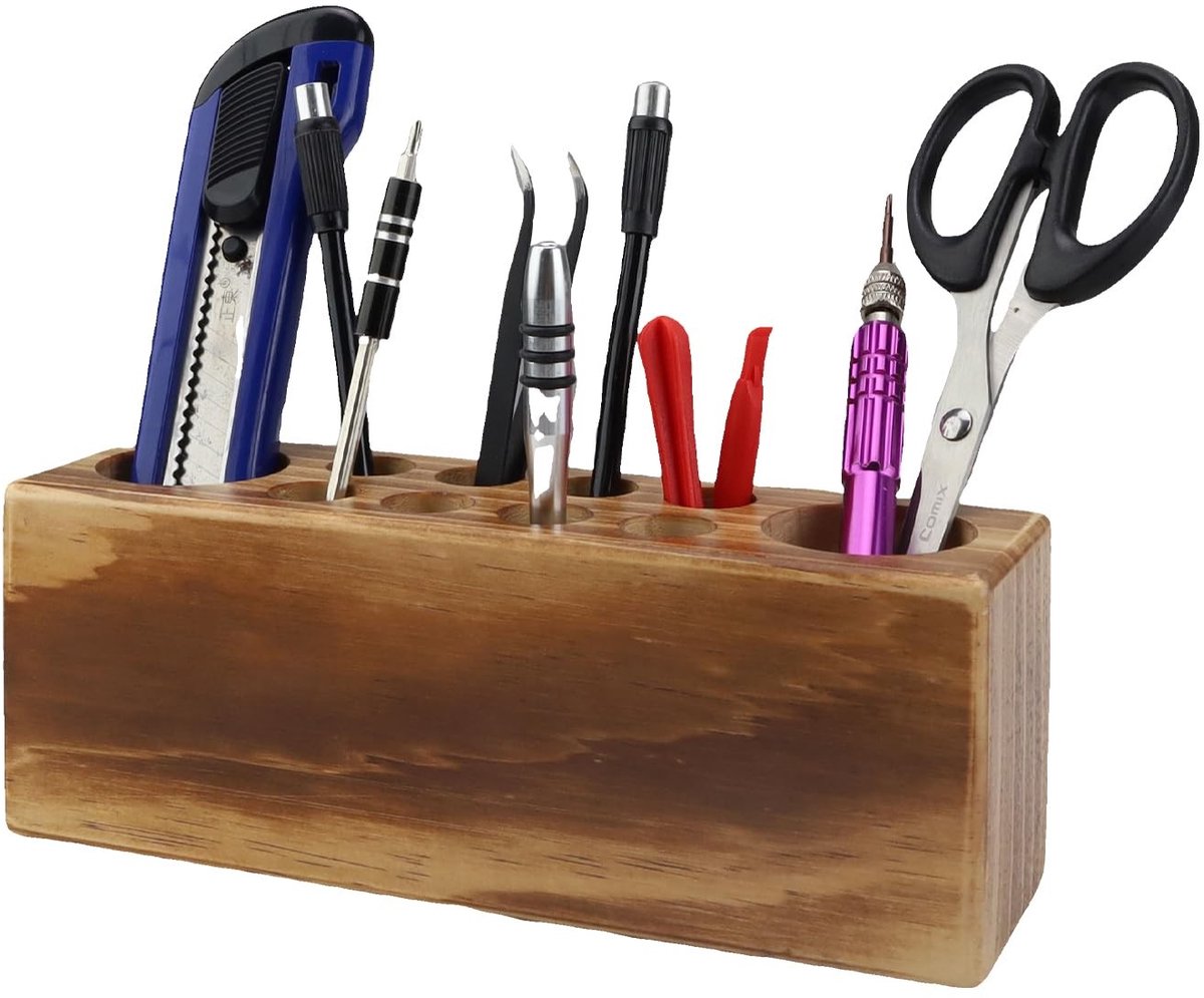 Allecto - Houten Penhouder - Desk Organizer - Praktisch en Esthetisch - Natuurkleur - Bureau Accessoire - Ideaal voor Thuis en Op School
