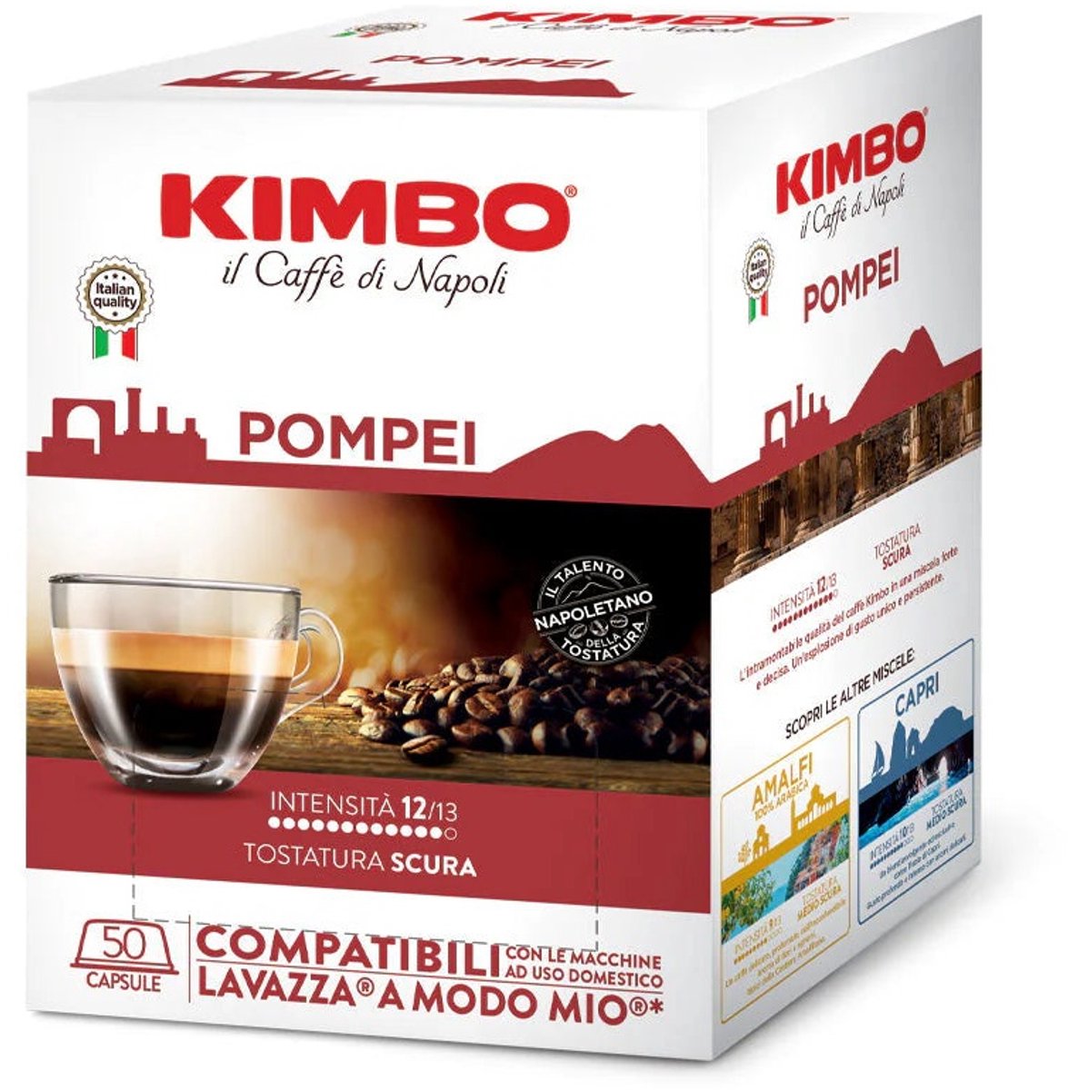 KIMBO il Caffe di Napoli - Pompei - 50 koffiecups Compatibel met Lavazza A Modo Mio