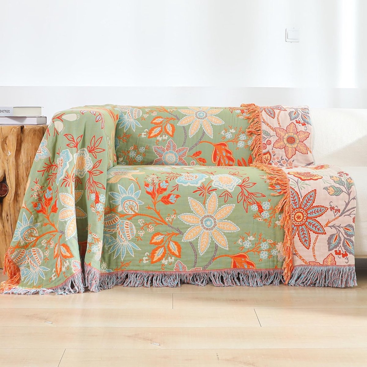 Sprei in boho-stijl-100% katoen- 150 x 200 cm- knuffeldeken- omkeerbare deken voor bed- bank en woonkamer- cadeau-idee voor familie en vrienden — cadeau in Wonen & Interieur - foto 3